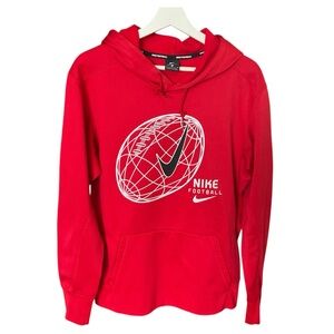 Nike Men's Red Hoodie with Football Design